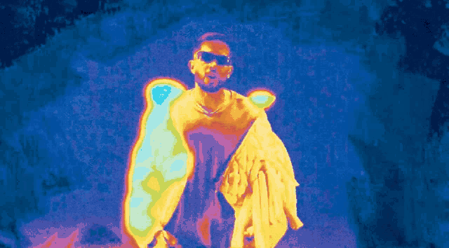a colorful image of a man with a beard