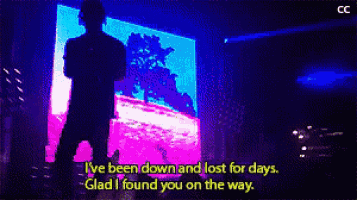 a pixelated image of a man with the words i 've been down and lost for days glad i found you on the way written below