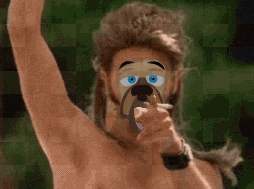 a man with a cartoon face on his face