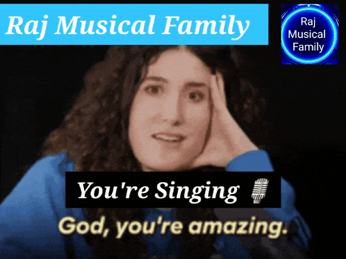 a picture of a woman with the words " you 're singing god you 're amazing " below her