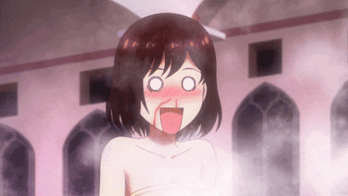a girl in a bathtub with her tongue out making a surprised face