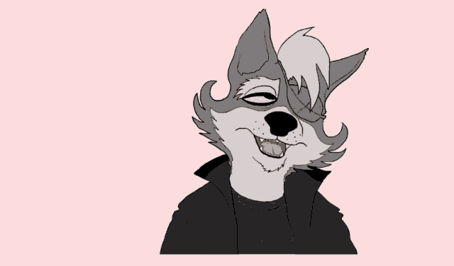 a cartoon drawing of a wolf with a bandage on its eye