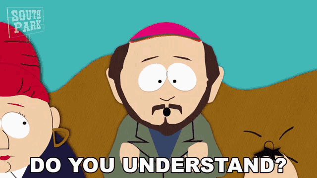 a cartoon of a man with a beard and the words do you understand
