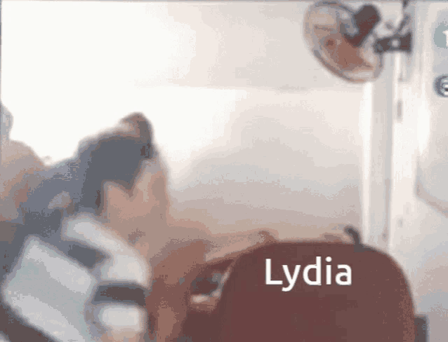 a blurred image of a person with lydia written on the bottom