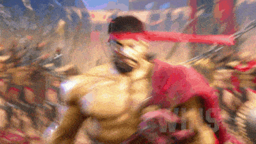 a blurry image of a man with a red scarf around his head with the word wins in the corner