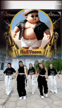 a group of women are dancing in front of a sign that says nervossa on it