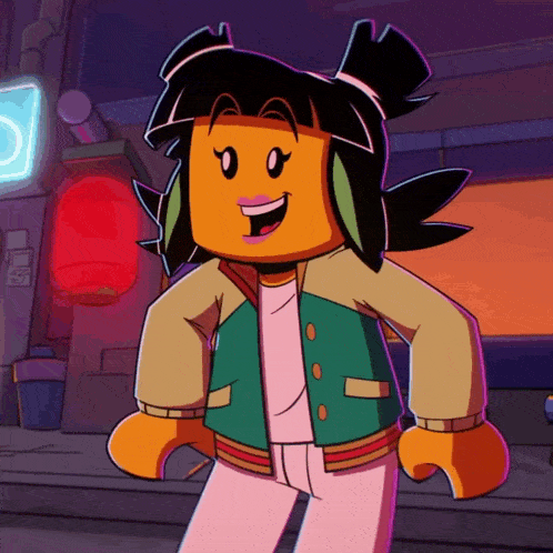 a cartoon of a girl wearing a green jacket
