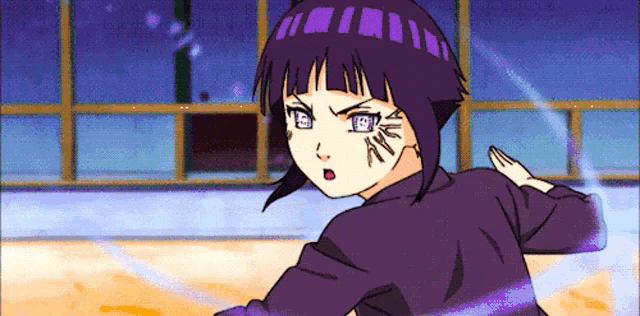 a girl with purple hair and a tattoo on her face