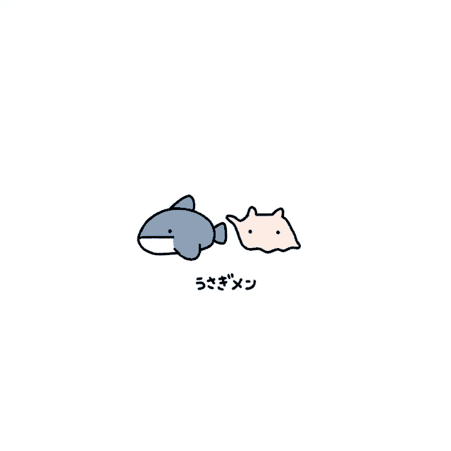 a cartoon drawing of a shark and a rabbit with chinese writing