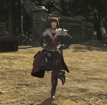 a woman with a cat ear is holding a sword