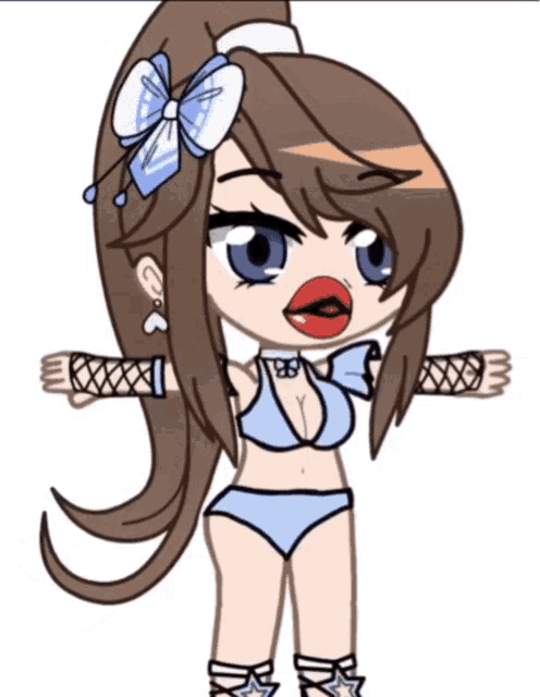 a drawing of a girl in a bikini with a bow