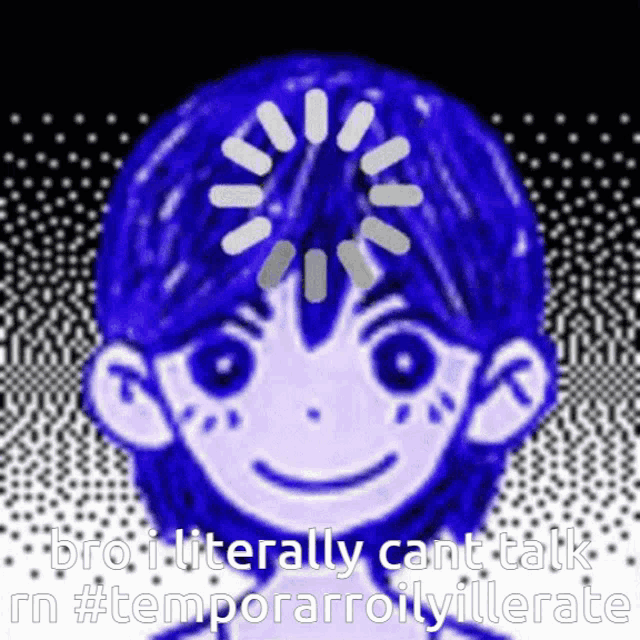 a picture of a girl with a loading circle on her head