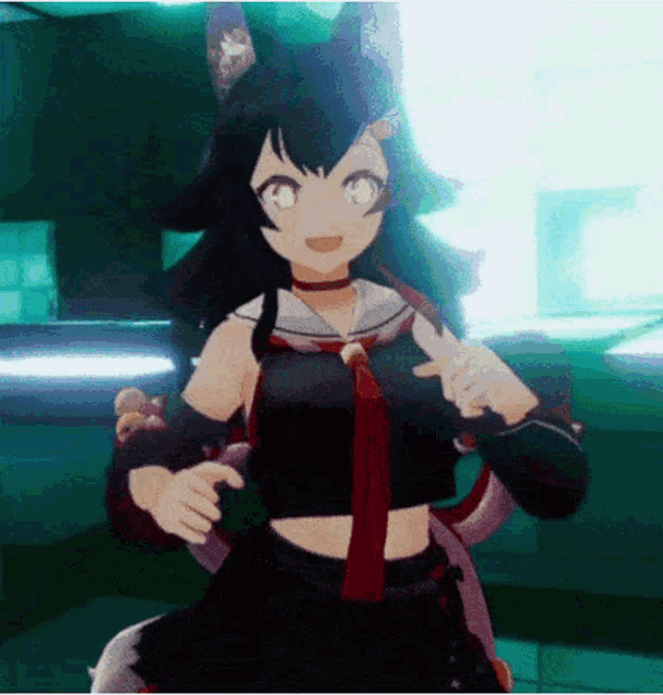 a 3d anime girl is giving a thumbs up sign in a video game .