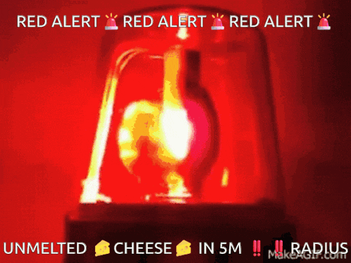a red warning light that says red alert