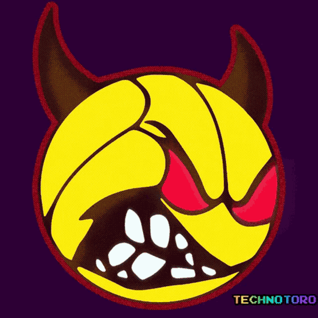 a drawing of a yellow devil with horns and the words technotoro below it