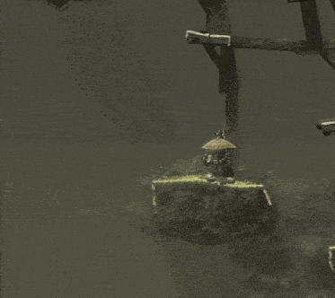 a screenshot of a video game shows a man in a straw hat