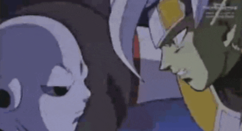 a man and a woman are standing next to each other and looking at each other in a cartoon .