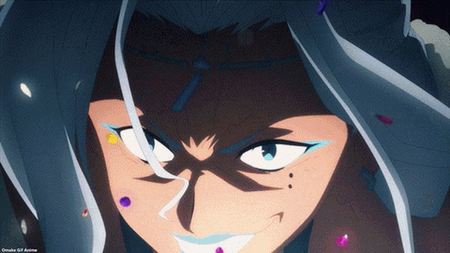 a close up of a person 's face with a gif that says oruka gif anime