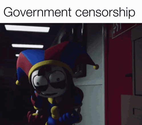 a cartoon character with the words government censorship on the top