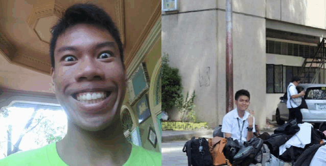 a man in a green shirt is smiling next to another man