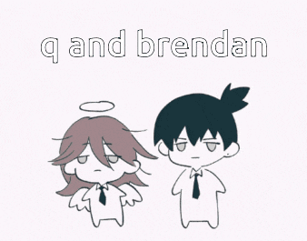 a drawing of a boy and a girl with the words q and brendan written above them