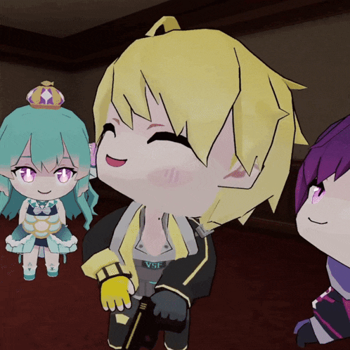 a girl with a crown on her head is standing next to a boy with the word vgf on his chest