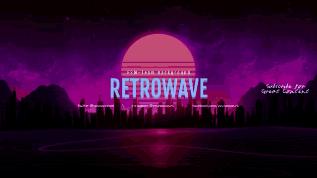 a banner that says retrowave on it with a city in the background