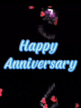 a happy anniversary greeting card with a blurred background