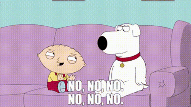 stewie and brian from family guy are sitting on a purple couch