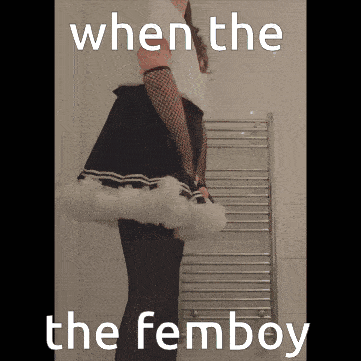 a picture of a girl in a tutu with the words when the femboy on the bottom