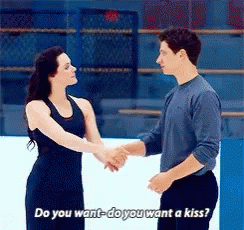 Do You Want A Kiss Tessa Virtue GIF - Do You Want A Kiss Tessa Virtue Scott Moir GIFs