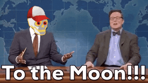 a man in a suit and tie is sitting at a desk next to a skeleton and says to the moon