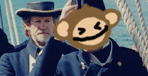 a man in a hat has a monkey face drawn on his face