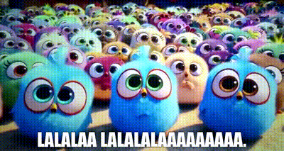 a bunch of stuffed birds with big eyes and the words lalalaa lalalaa lalalaaa aaa