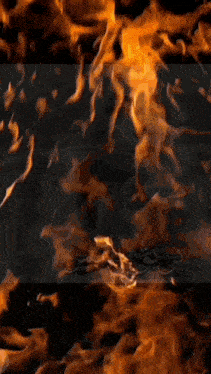a black and white photo of a woman surrounded by flames with arabic writing