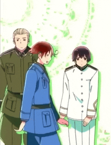 a group of anime characters are standing next to each other on a white background