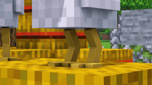 a close up of a minecraft chicken 's legs