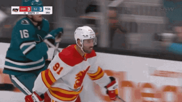 a hockey player with the number 81 on his back