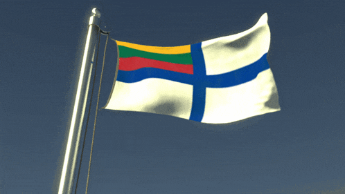 a flag with a blue cross on it
