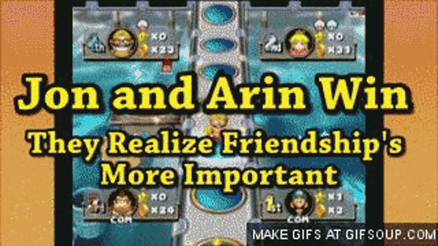 jon and arin win they realize friendship 's more important in a video game