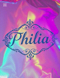 the name philia is displayed in a colorful frame