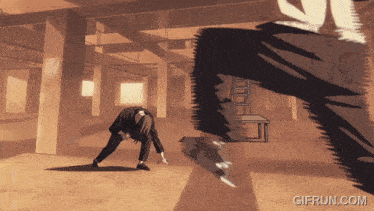 a gif from gifrun.com shows a man being kicked
