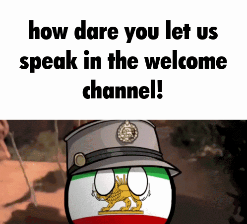 a cartoon of a military ball with a lion on it and the words how dare you let us speak in the welcome channel