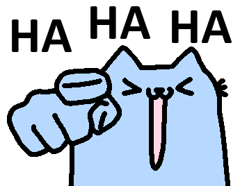 a drawing of a cat laughing with the words ha ha ha