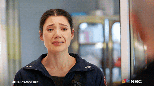 a woman is crying in a chicago fire ad