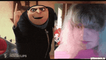 a picture of gru from despicable me and a picture of a girl
