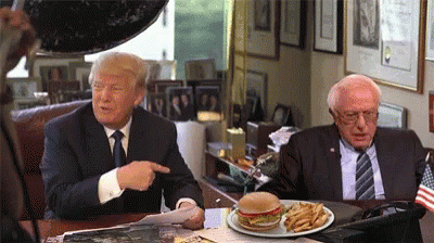 Donald Trump Bernie Sanders GIF - Donald Trump Bernie Sanders Hamburger GIFs
