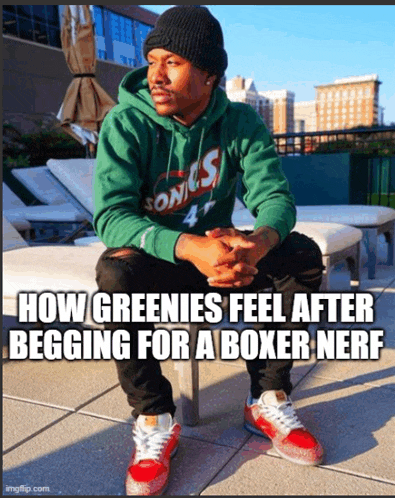 a man wearing a green hoodie that says sonics sits on a patio