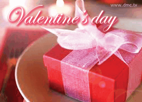 a valentine 's day greeting card with a red gift