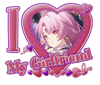 a pink and purple heart with the words i love my girlfriend